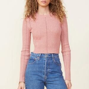 Monrow Marled Long Sleeve Knit Sweater Top in Nest Size M